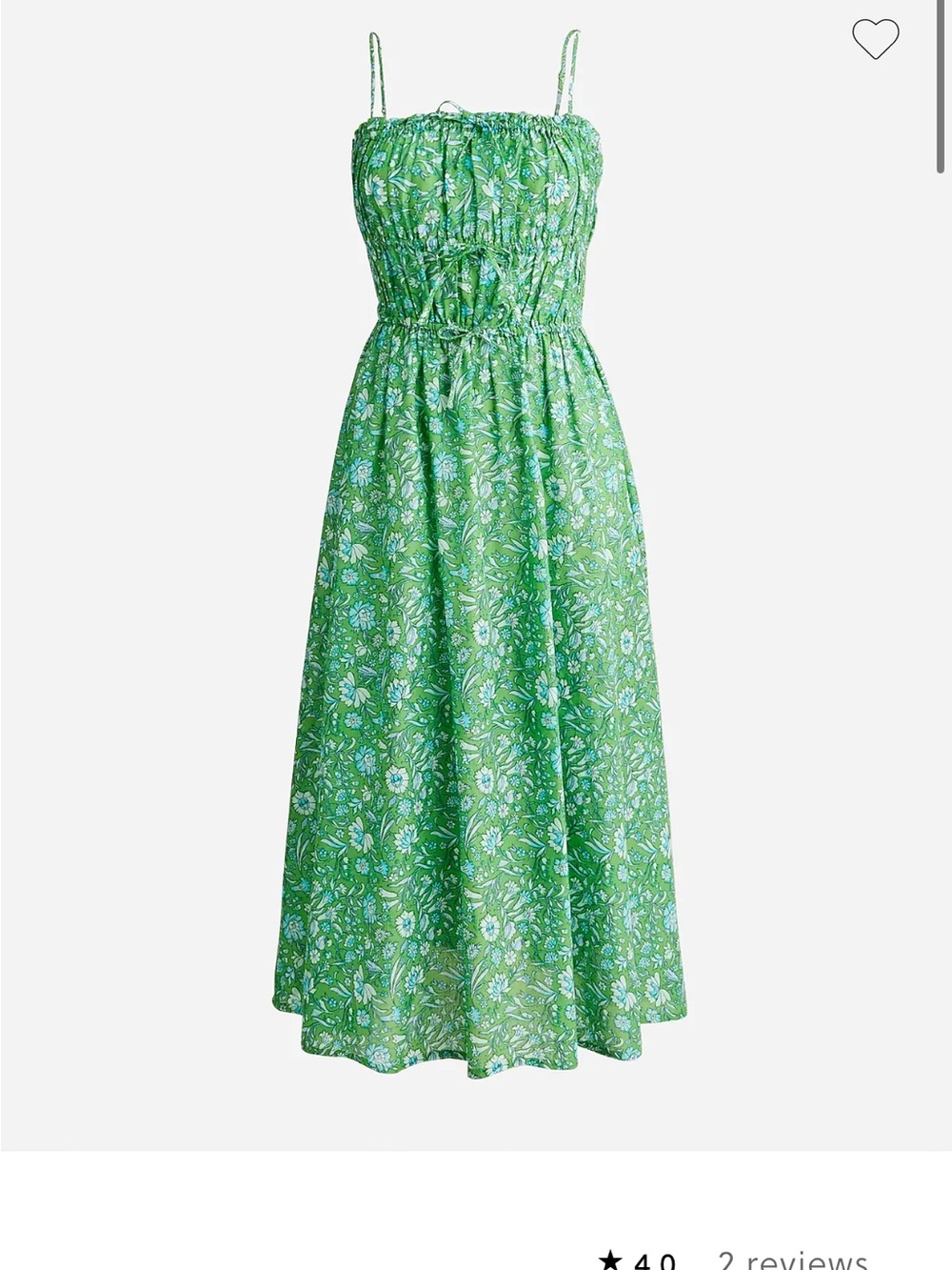 J. Crew Green Floral Smocked Midi Dress